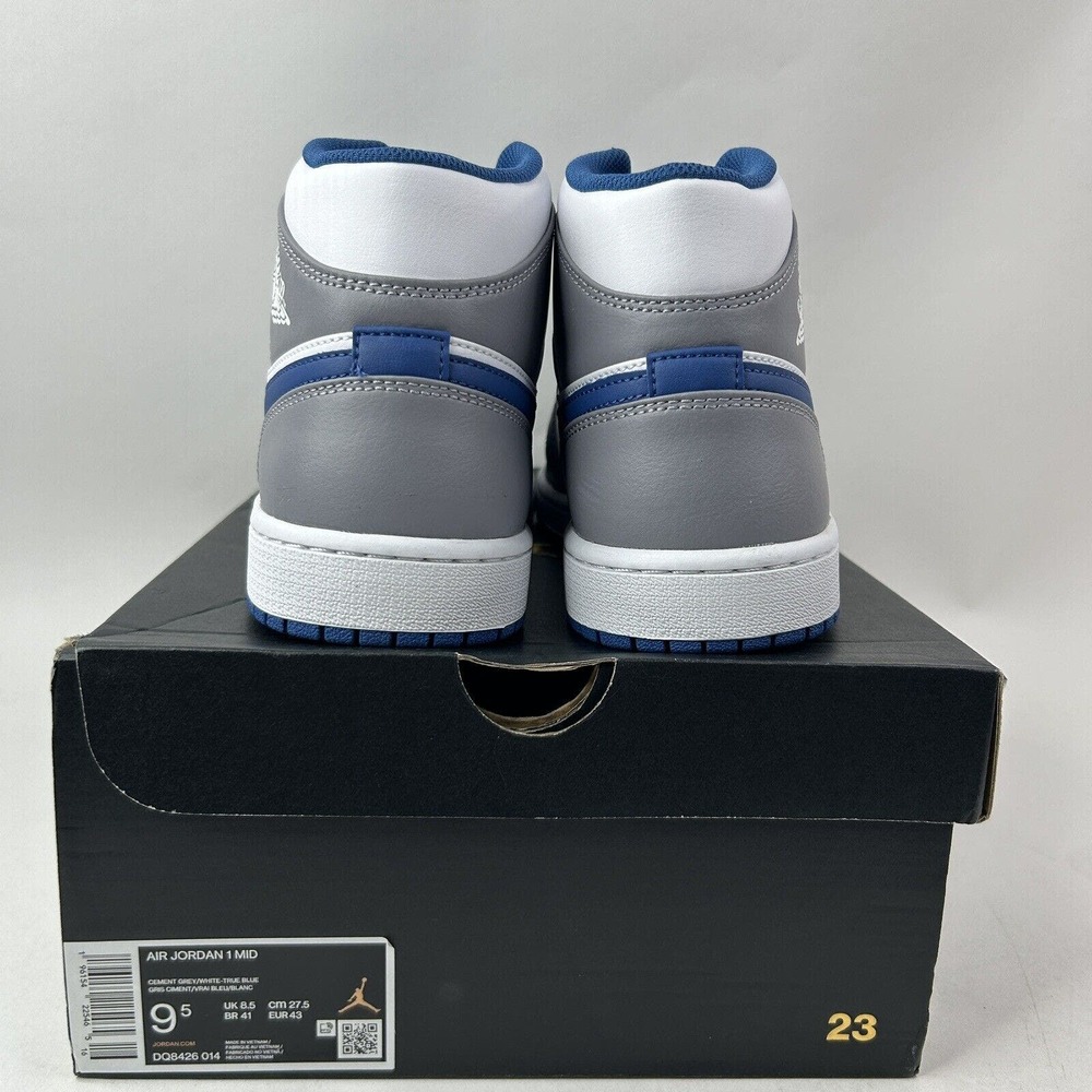 Nike Shoes Air Jordan 1 Mid Retro “Cement Grey/True Blue” 2024 - Picture 4 of 5